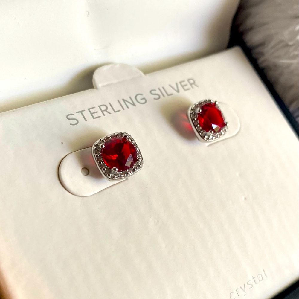 Boxed Sterling Silver 6mm Fine Pave Halo Stud Earrings.